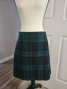 J. Crew Green and Navy Tartan Mini Skirt